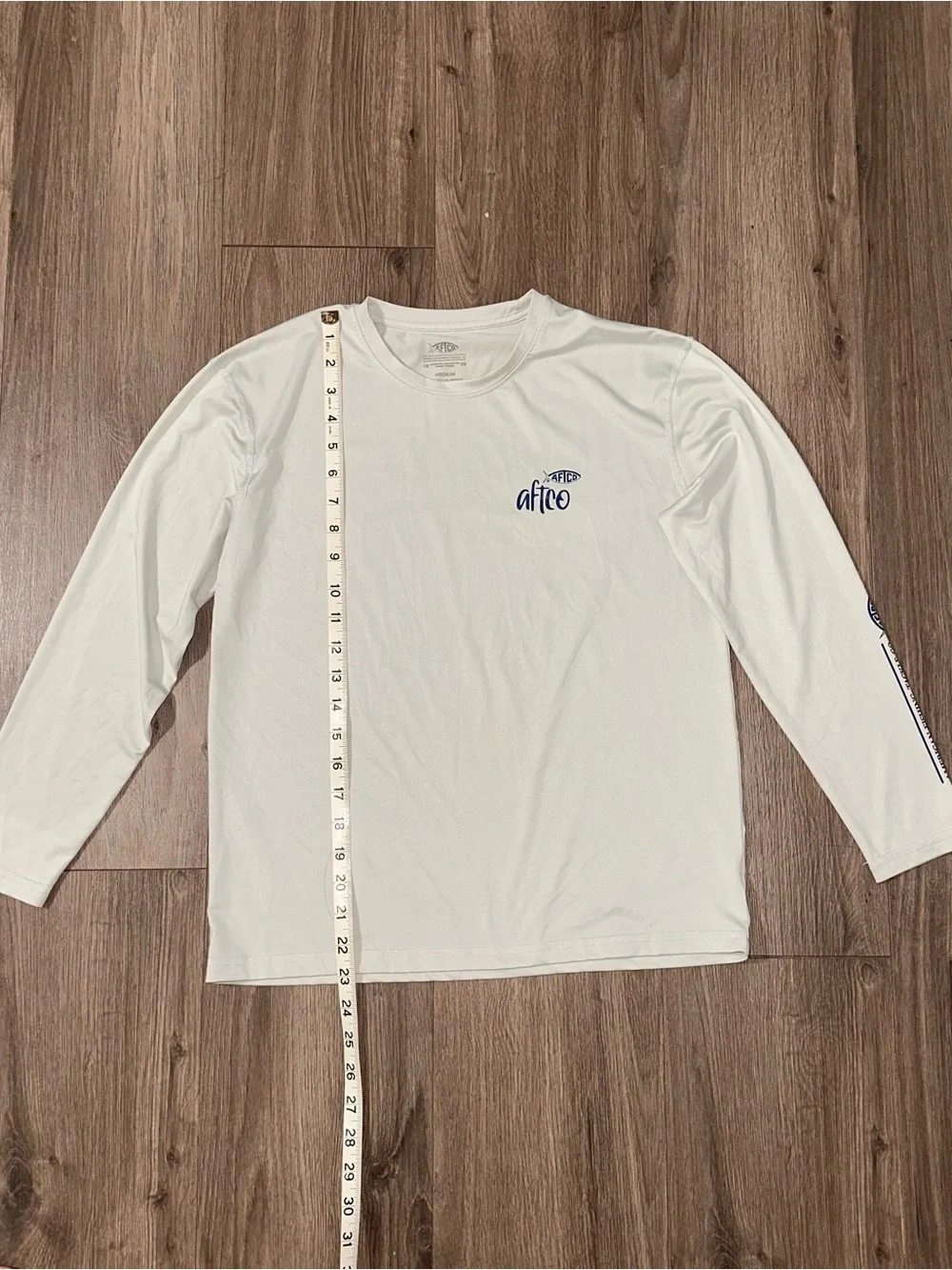 AFTCO Tee Shirt Boys Light Blue Long-Sleeve Logo Size Medium